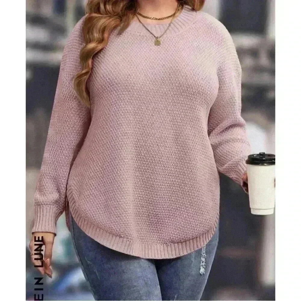 NWT SHEIN Plus Drop Shoulder Curved Hem Sweater SIZE 2XL - Picture 1 of 11